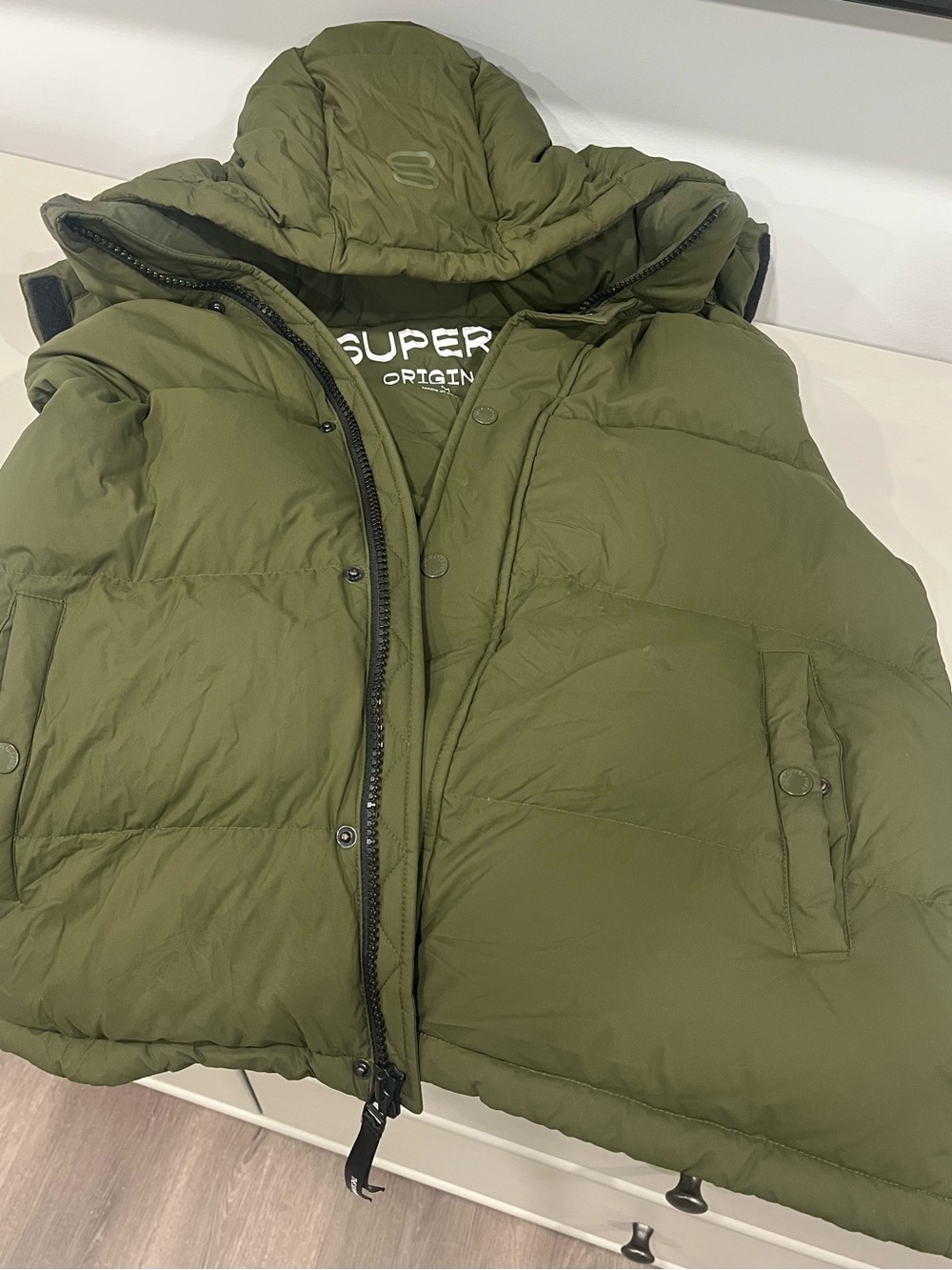 Aritzia Olive Green Hooded Puffer Vest